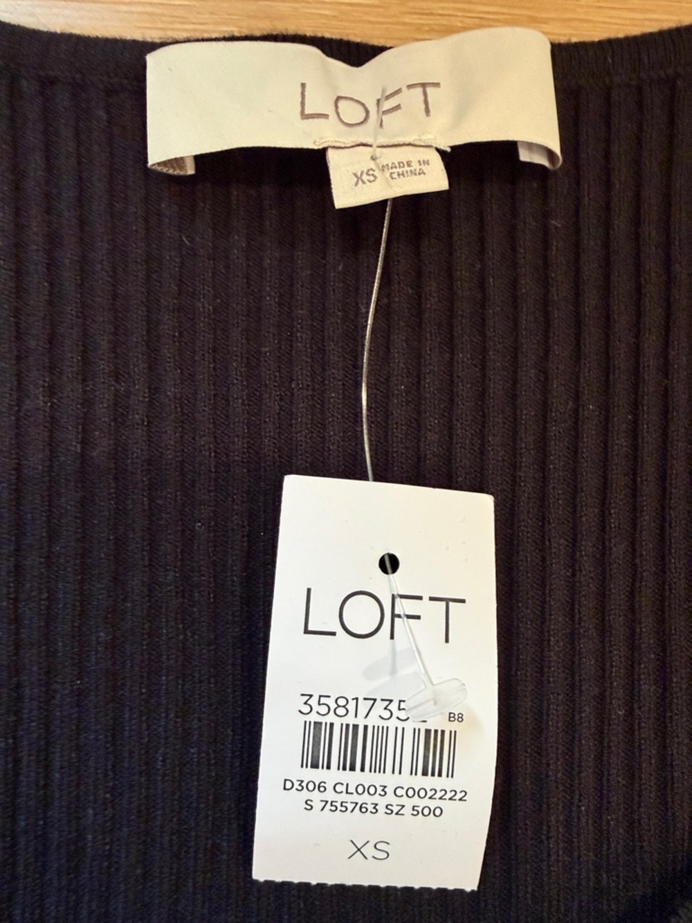 NWT LOFT Black Ribbed Bell-Sleeve Sweater - Picture 2 of 4